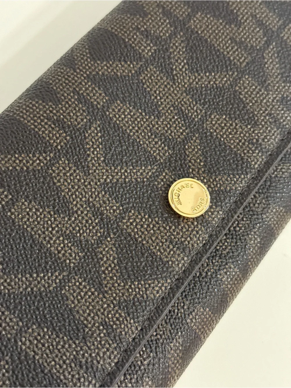 Michael Kors Brown Signature Wallet Purse with Gold Tone Snap